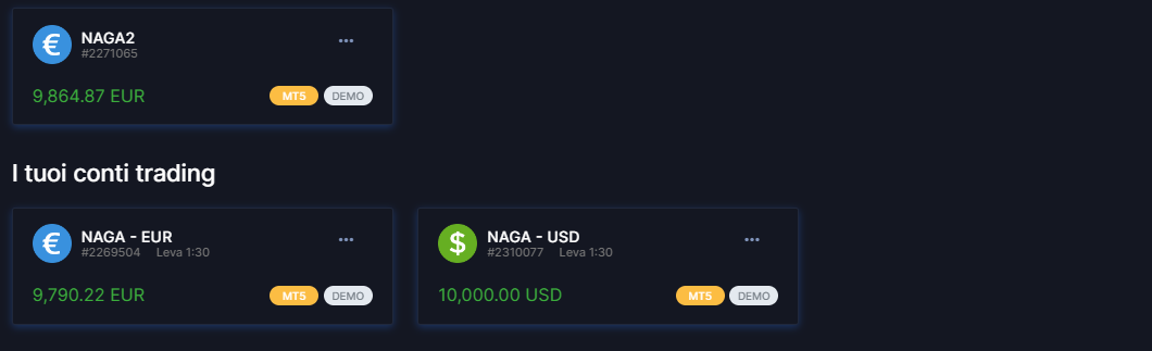 Naga possibilità di avere conti in Euro e in US Dollar
