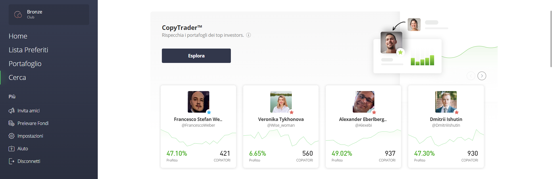 CopyTrader o Copy Trading di eToro