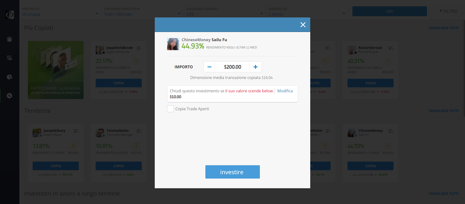 Copiare Popular investor etoro