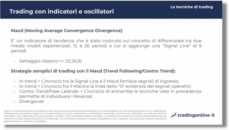 indicatori tendenziali indicatore MACD strategie trend following