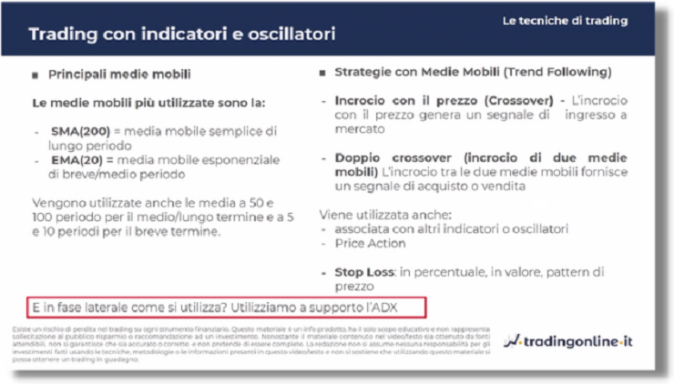 indicatori tendenziali Medie Mobili strategie