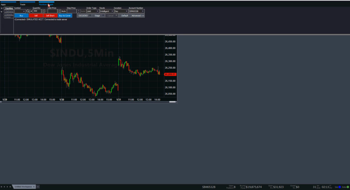 pannello trade tradestation