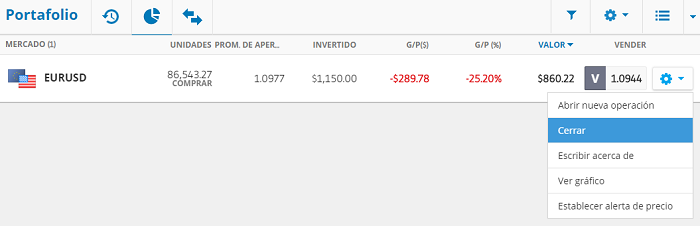 metodo 1 per chiudere ordine aperto etoro