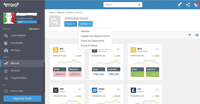 etoro bitcoin cross criptovalute