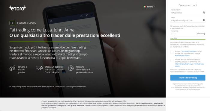 Registrazione a eToro: Come Iscriversi Senza Depositare
